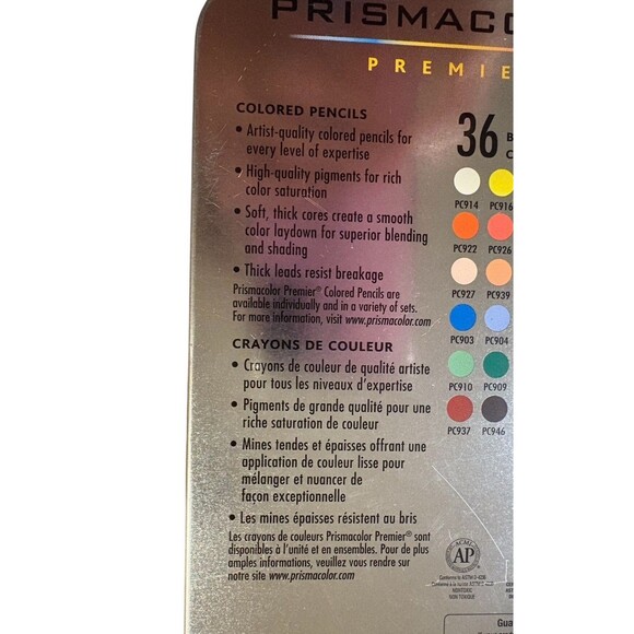 Prismacolor Premier Colored Pencils 36ct Storage Tin Plus 3 Metal Sharpeners - Picture 9 of 11